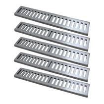 Kit 5 Ralo Grelha Linear Caixilho Alumínio Escovado 10x50cm Kit 5 Ralo Grelha Linear Caixilho Alumínio Escovado 10x50cm