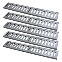 Kit 5 Ralo Grelha Linear Caixilho Alumínio Escovado 15x50cm Kit 5 Ralo Grelha Linear Caixilho Alumínio Escovado 15x50cm