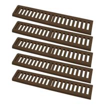 Kit 5 Ralo Grelha Linear Caixilho Em Alumínio Marrom 20x50cm