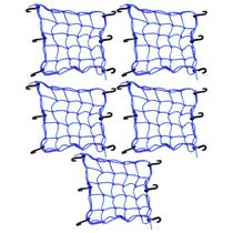 Kit 5 Rede Elástica Aranha Para Moto 35x35 Prender Segurar Capacete Carga Bagageiro Redinha