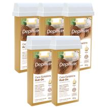 Kit 5 Refil Cera Depilatoria Corporal Profissional Depilação Roll On Depilflax Coco 100g