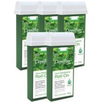 Kit 5 Refil Cera Depilatoria Corporal Profissional Depilação Roll On Depilflax Hortelã 100g