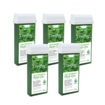 Kit 5 Refil Ceras Depilação Hortelã Refil Roll On Depilatória Depilflax 100g