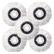 Kit 5 Refil Mops 360 Esfregão Giratório Spin Fit Balde