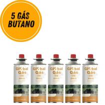 Kit 5 refil para maçarico e fogareiro cartucho gás butano campgás globalmix 227g solda culinário