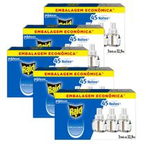Kit 5 Refil Repelente Eletrico Líquido Raid 45 Noite 3 Refis