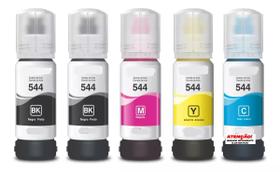 Kit 5 Refil Tinta Para T544 L3110 L3150 L3250 B Y C M cores