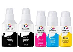 Kit 5 Refil Tintas GI10 Compativel para Canon G6010, G7010, GM2010, GM4010.