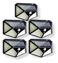 Kit 5 Refletor 100 Led Placa Solar Resistente Prova Dágua