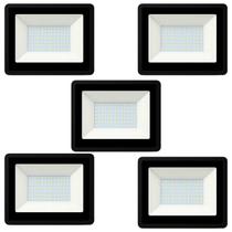 Kit 5 refletor de led slim 100w 6500k branco frio ip66 biv ctb Kit 5 refletor de led slim 100w 6500k branco frio ip66 biv ctb
