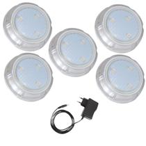 Kit 5 Refletor Hiper Led 6W Branco Policarbonato + Fonte 3A