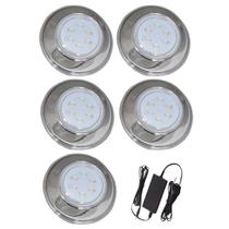 Kit 5 Refletor Hiper Led 9W Branco Inox 316L E Fonte Kit 5 Refletor Hiper Led 9W Branco Inox 316L E Fonte