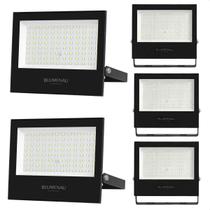 Kit 5 Refletor Holofote de Led Slim 100W Blumenau Preto Bivolt