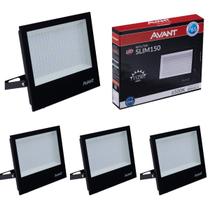 Kit 5 Refletor Led 150w Preto Alumínio Holofote Externo Luz Fria 6500K Prova D'água Ip65
