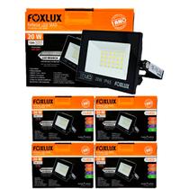 Kit 5 Refletor Led 20W 6500K Preto Bivolt Foxlux