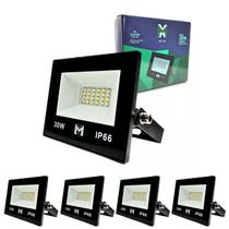 kit 5 Refletor Led 30w SMD Bivolt 6500k Fachada Pavilhão IP66