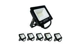 Kit 5 Refletor Led 50w Bivolt Prova D Água Holofote Luz Branco Frio 127.220v