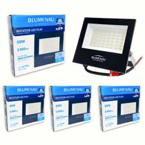 Kit 5 Refletor Led 50w Prova Dágua Externo Holofote Ip65 Blumenau Carcaça Preto
