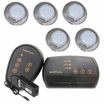 Kit 5 Refletor LED Piscina RGB 9W Inox + Central Compacta.