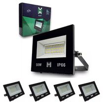 kit 5 Refletor LED SMD 50W Holofote Branco Frio 6500k