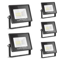 KIT 5 Refletor LED Start 20w IP66 Prova D' Água Luz Amarela