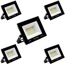 Kit 5 Refletor Led Volter Ip65 50w 6500k Preto 4000lm