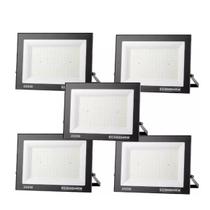Kit 5 Refletor Projetor Led 30cm Economax Branco Frio 200w