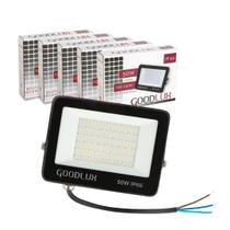Kit 5 Refletores 50w Branco Frio Holofote Led 6500k Externo Ip66 Prova D Agua Bivolt Goodlux