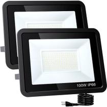 Kit 5 refletores de led 100w 5500k ip66