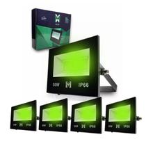 Kit 5 Refletores Holofote Led 50W Verde - Verde