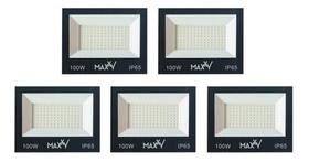 Kit 5 Refletores Led 100w Holofote Prova D'água Frio - Frio (6500K) Kit 5 Refletores Led 100w Holofote Prova D'água Frio - Frio (6500K)