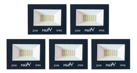 Kit 5 Refletores Led 20w Holofote Prova D'água Frio Kit 5 Refletores Led 20w Holofote Prova D'água Frio