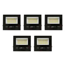 Kit 5 Refletores LED 30W 2400LM IP66 Luz Branca 6500K LEDBEE