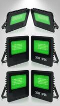 Kit 5 Refletores LED Verde 30W Bivolt IP66 Kit 5 Refletores LED Verde 30W Bivolt IP66