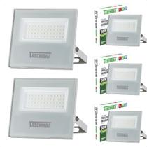 Kit 5 Refletores Taschibra Led TR Slim 50W Verde Branco Bivolt