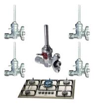 Kit 5 Reg Ramal Encaixe Haste Longa Fogão Infinity Mesa Inox