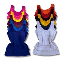 Kit 5 Regata Feminina de Alça Larga Alça Grossa Básica Malha Suede