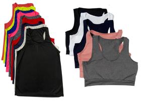 Kit 5 Regatas + 5 Tops Nadador Feminino Academia