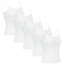 Kit 5 Regatas Básicas Feminina Lisa Branca