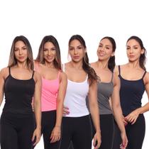 Kit 5 Regatas De Alcinha Canelado Lisa Básica Feminina