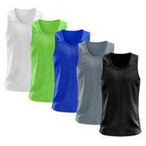 Kit 5 Regatas Dry Fit Lisa Básica Proteção Solar UV Térmica Camisa Camiseta Treino Academia Ciclismo - Whats Wear