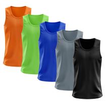 Kit 5 Regatas Dry Fit Lisa Básica Proteção Solar UV Térmica Camisa Camiseta Treino Academia Ciclismo