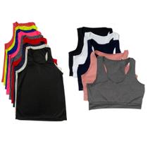 Kit 5 Regatas e 5 tops Fitness academia Sport Dia-a-dia