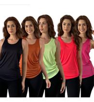 Kit 5 Regatas Femininas Dry Fit Moda Fitness Basica