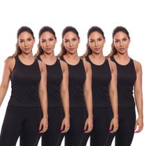 Kit 5 Regatas Nadador Canelada Feminina Lisa Blusa Blusinha Básica Treino Academia