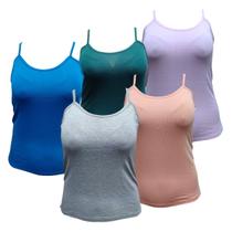 Kit 5 Regatas Plus Size De Alcinha Blusinha Básica Feminina Cores Sortidas