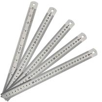 Kit 5 Réguas 30cm Metal Graduada Aço 300mm 12 Polegadas