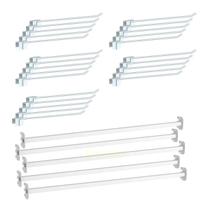 Kit 5 réguas porta gancheira 0,90m com 25 ganchos 30cm branco para gôndola new premium Kit 5 réguas porta gancheira 0,90m com 25 ganchos 30cm branco para gôndola new premium