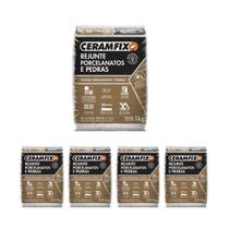 Kit 5 Rejunte Porcelanatos E Pedras Branco 1kg Ceramfix