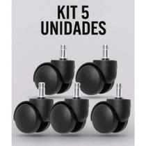 Kit 5 Rodinhas Rodízio Antirisco E Antiruido Para Cadeiras Escritórios Baixo Ruido